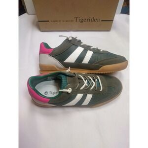 Tigeridea Mens Multi-Color Mesh Suede Low Top Sneakers Green Pink YD-P25190 7.5
